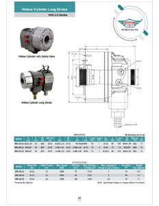 Cylindre rotatif à course longue série VHC-LS avec soupape de sécurité intégrée, 17 kg, 5200 tr/min, force de traction 3780 kg, centre ouvert, pour tour CNC - Product Image 6