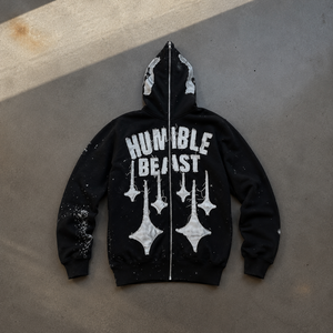 Sweat à capuche premium pour homme, coupe droite, style streetwear, en molleton respirant à séchage rapide, 100 % coton, avec strass rouges et épaules tombantes - Product Image 5