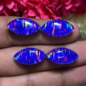 Aurora Opal Cabochon con Efecto de Fuego, Ópalo Sintético Cultivado en Laboratorio, Ópalo Doble, Varios Colores, Alta Calidad, Pendientes Marquise - Product Image 1