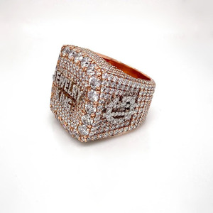 Championship King <b>Iced</b> Moissanite Rhodium Plated Pave Setting Hip Hop Engagement Wedding Anniversary Gifts Special Occasion <b>Ring</b> - Product Image 2