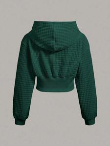 Elegante Camiseta Blanca Sólida con Capucha para Mujer, Manga Corta, Corte Ajustado, Transpirable, de Secado Rápido, con Detalle de Cordones Bordados, Lavable a Máquina - Product Image 2