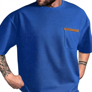 Wholesale Custom Fabric With Pocket T <b>Shirt</b> <b>Waffle</b> Boxy High Quality Blank Men Plain Casual Men's T-<b>shirts</b> - Product Image 6