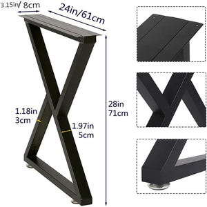 28x24 Metal Table <b>Leg</b> Set of 2 Black Color DIY Table <b>Legs</b> Furniture Parts Load Capacity 2204lbs OEM Vietnam EDPTBL003 - Product Image 4