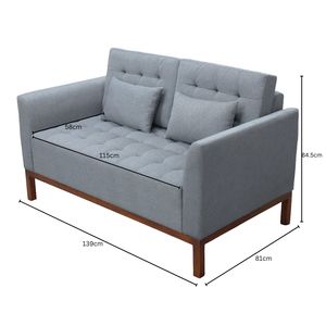 Sofá Seccional Tradicional de Dos Plazas para Uso Comercial en Salas de Estar y Escuelas con Estructura de Madera Indonesia y Tapicería de Lino - Product Image 6