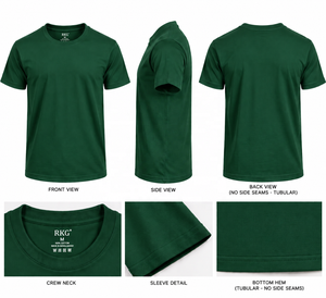 เสื้อยืดคอกลมแขนสั้นผ้าฝ้าย 100% สำหรับผู้ชาย สีเขียวเข้ม - Product Image 1