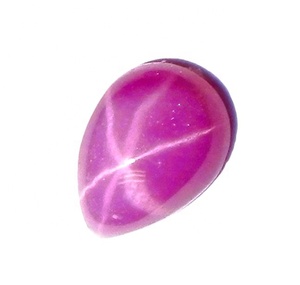 Rubis Étoilé Rose Taillé Poire 5x7 mm 1 Carat Créé en Laboratoire Poli Opaque Cabochon avec Effet Étoile à 6 Branches pour la Fabrication de Bijoux - Product Image 1