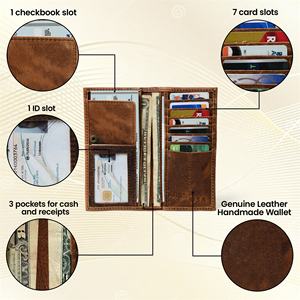 Portefeuille long en cuir de vachette pleine fleur pour homme, blocage RFID, porte-cartes fin - Product Image 6