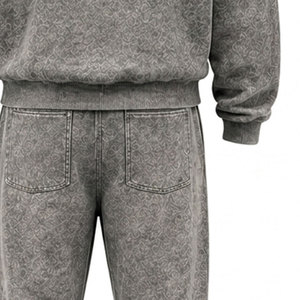 Conjunto Deportivo Unisex Gris de Algodón con Capucha, Pantalones Largos con Cordón, Ropa Casual con Logotipo de Diamantes de Imitación - Product Image 4