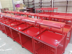 Contenedor de Mercancía Cuadrado Robusto de 1000x1000x800mm, de 2 Niveles, con Recubrimiento en Polvo, de Alambre Metálico, Gran Capacidad, para Promoción en Tiendas - Product Image 1