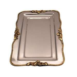 Plateau de présentation rectangulaire en laiton doré de style royal pour la décoration de la maison, des hôtels et des restaurants, plateau de service pour café et en-cas - Product Image 6