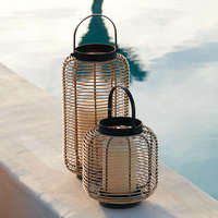 Support de bougie de Noël portable en aluminium et fer, tressé à la main, éco-responsable, durable, noir, ambiance tropicale moderne, pour la maison et le jardin