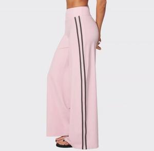 High Waist Full Length Wide Leg <b>Knitted</b> <b>Leggings</b> Solid Color Four-Way Stretch Breathable Letter Decoration Women's - Product Image 6