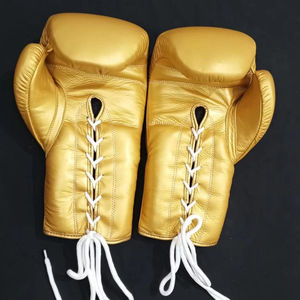 Gants de boxe professionnels en cuir véritable sur mesure, neufs, avec lacets, sangle de poignet réglable, légers - Product Image 3