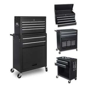 8-Drawer <b>Rolling</b> <b>Tool</b> Chest Detachable 2-in-1 Top <b>Tool</b> Box Liner Lockable Wheels & Side Hooks with Storage Lock - Product Image 1