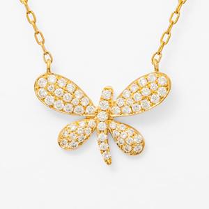 Collar con Colgante de Libélula de Oro Amarillo de 14K con Diamantes Cultivados en Laboratorio de 0.40 Ct, Joyería Fina y Elegante para Mujer - Product Image 1