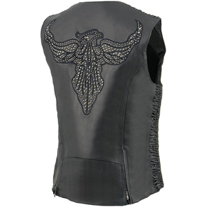 Chaleco de Motociclista Impermeable de Mezclilla Clásico Premium para Mujer Samroz Sports, con Estampado de Leopardo, Relleno de Algodón y Bordado Artístico - Product Image 2