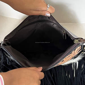New 2026 Premium Handcrafted Genuine Cowhide Leather Crossbody Fringe Bag Designer Floral Pattern OEM ODM Perfect for Women's - Product Image 6