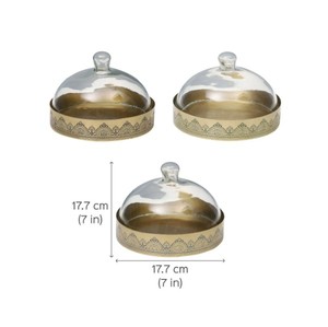 Luxury Glass Dome Cloche with Metal Base – Decorative Serving Tray with <b>Cover</b> for <b>Cake</b>, Dessert & Table Display - Product Image 3