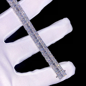 Luxury 10MM Baguette Cut Lab Grown Diamond Tennis <b>Bracelet</b> IGI Certified 10K Gold <b>White</b> D Color 3 Gram Elegant Wedding Party - Product Image 3