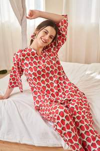 Conjunto de Pijama Estampado 100% Algodón para Mujer – Ropa de Dormir Suave y Transpirable - Product Image 2