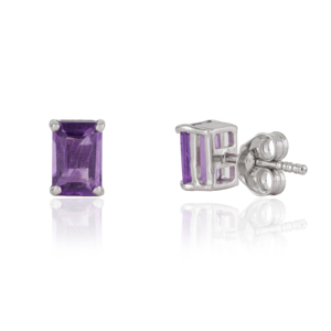 Boucles d'oreilles clous en argent sterling 925, coupe octogonale, améthyste véritable à 100 %, best-seller pour femmes - Product Image 6