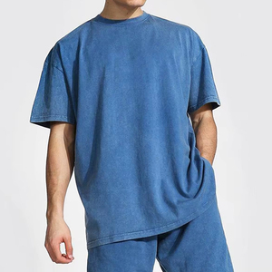 T-shirts pour hommes à épaules tombantes surdimensionnés, unis, 100% coton, poids lourd, style streetwear, coupe ample - Product Image 6