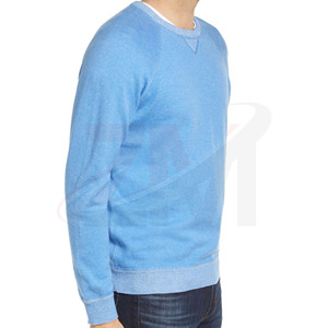 Pull tendance pour homme, bleu clair, manches raglan, col rond, tricot uni, coupe décontractée, vêtement d'automne - Product Image 2