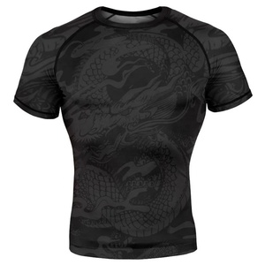 <b>Men's</b> Rashguard Shortsleeve Fully Printed BJJ Custom OEM Manufacturer Polyester Spandex 4-Way <b>Stretch</b> Premium Breathable - Product Image 2