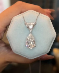 Pendentif en diamant cultivé en laboratoire certifié IGI, taille poire et cœur, collier de mariée en or jaune 14 carats - Product Image 5