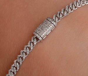 Trendy Minimalist Miami Cuban Link Chain <b>Necklace</b> 14K <b>Solid</b> Gold Pave Lab Grown Round Brilliant Diamonds Unisex Fine Jewelry - Product Image 6