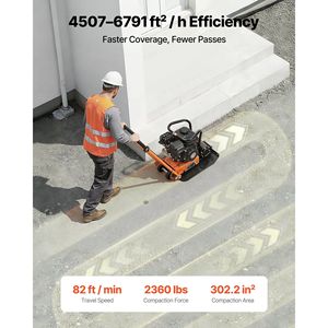 Compattatore a Piastra a Benzina da 6.5 HP 196CC, 5600 VPM, Vibrazione 2360 Lbs, Piastra 20.1 X 15 Pollici - Product Image 3