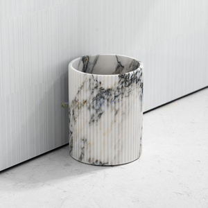 Cubo de Basura Moderno de Mármol Blanco y Negro, Cubo de Basura de Piedra para Baño, Cocina, Oficina, Decoración - Product Image 1