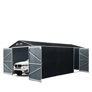 Remise de garage en métal TMG-MS1320A de 13 'X 20' avec double porte avant et porte d'entrée latérale de 7'9 "de hauteur maximale et espace au sol de 240 pieds carrés - Product Image 1