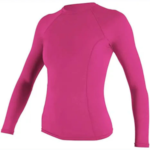 Haut de protection anti-UV à manches longues pour femme, rose uni, en polyester - Product Image 1