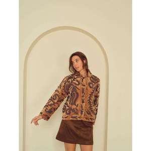 Chaqueta de Mujer con Estampado Bohemio Suzani, Estilo Étnico Vintage, Chaqueta Informal de Invierno con Cuello de Algodón - Product Image 3