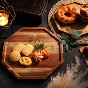 Juego de 3 bandejas decorativas de madera de acacia para servir pan, ensalada, bocadillos, queso, frutas, cupcakes o para decorar la mesa de comedor. - Product Image 5