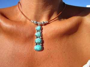 Pendentif Turquoise en Argent Sterling, Breloque Perlée, Style Bohème, Fait Main, Vintage, Bijou de Fiançailles NIKHIL GEMS, Unisexe, Sertissage Clos - Product Image 3