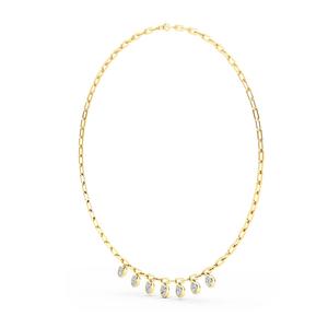 Magnifique collier chaîne en or jaune 14 carats avec diamant de laboratoire ovale de 3,78 carats et fermoir trombone – Cadeau pour femme - Product Image 1