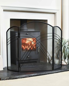 Écran de cheminée en métal Cascade Arc, pliable en trois panneaux, avec maille fine, protection contre les étincelles, protection de sécurité moderne pour foyer - Product Image 1