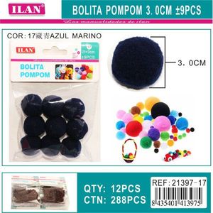 Pallina di pon pon Ilan da 3,0 cm blu navy per decorazioni artigianali e progetti fai da te - Product Image 3