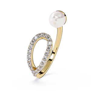18k pure gold Luxury <b>Rings</b> Pearl <b>Open</b> Cuff <b>Ring</b> Natural Round diamond Engagement <b>Rings</b> For Women Elegant Wedding Fine Jewelry - Product Image 3