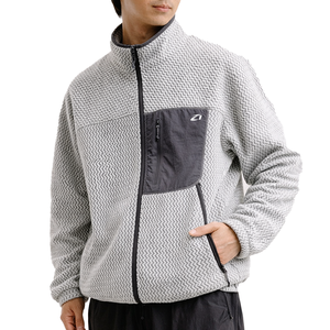 Vestes polaires personnalisées pour hommes en sherpa, entièrement zippées, chaudes pour l'hiver et l'extérieur, avec poche poitrine contrastante en nylon – Vente en gros USA - Product Image 2