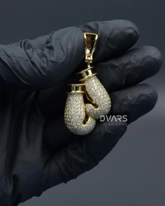 Colgante de Guantes de Boxeo con Diseño Hip Hop para Hombre, Totalmente Cubierto de Diamantes de Imitación VVS, Colgante de Guantes de Boxeo de Plata de Ley 925, Colgantes Personalizados - Product Image 2