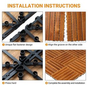 27 Pezzi di Piastrelle in Legno a Incastro 30x30 cm, Pavimentazione Impermeabile per Interni ed Esterni, Decking in Legno per Patio - Product Image 4