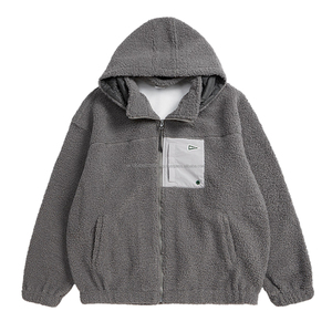 2023 New Style Heavyweight 100%polyester Unisex Coat Oversized Zip up Hoodies Wholesale Blank Varsity Lamb <b>Velvet</b> <b>Jacket</b> - Product Image 2