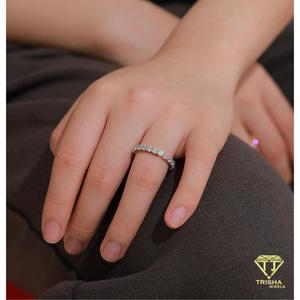 Anillo de eternidad con diamantes cultivados en laboratorio, corte redondo deslumbrante, VVS, plata de ley 925, anillo completo con piedras, joyería nupcial de lujo para mujer - Product Image 2