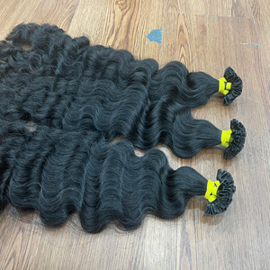 Burmese Curly <b>K</b> <b>Tip</b> Hair <b>Extensions</b> 100% Vietnamese Human Hair Black Color 8-30 Inch Keratin Bond Soft Thick - Product Image 5