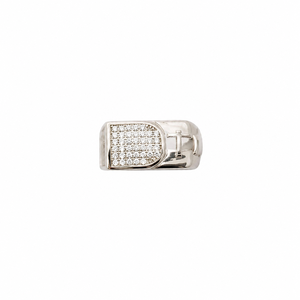 Bague Chevalière en Argent Sterling 925 Micro-Pavée de Zircons Cubiques pour Homme, Cadeau de Mariage ou de Fête, Finition Géométrique Poli Miroir - Product Image 2