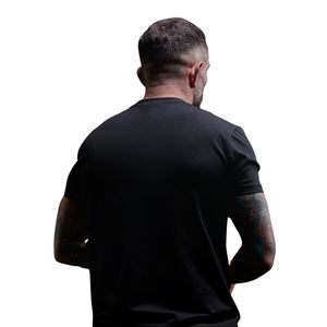 T-shirt en jersey noir pour hommes, manches courtes, pour la gym, l'entraînement, respirant, léger, pour la course à pied, le fitness, vêtements de sport décontractés et actifs - Product Image 5