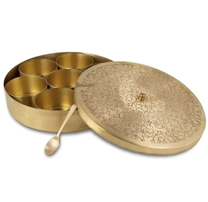 Traditional Indian Copper Kitchen <b>Storage</b> Container Microwavable Craft Spice <b>Boxes</b> for Spice Herbs Organizing Purposes - Product Image 2